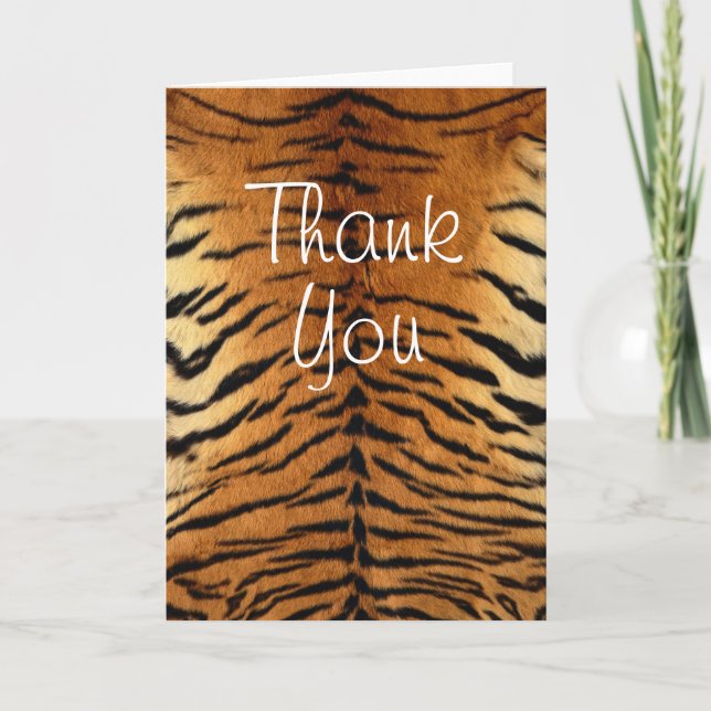 Tiger Stripe Fur Print Thank You Card (Front)