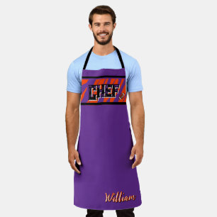 Tiger Stripe Purple Orange Football Design Apron