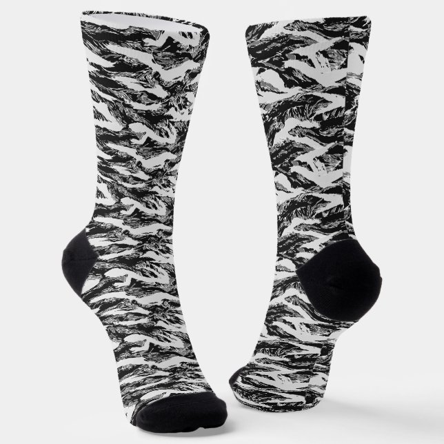 Tiger Stripe Urban Camo Military Pattern Socks (Angled)