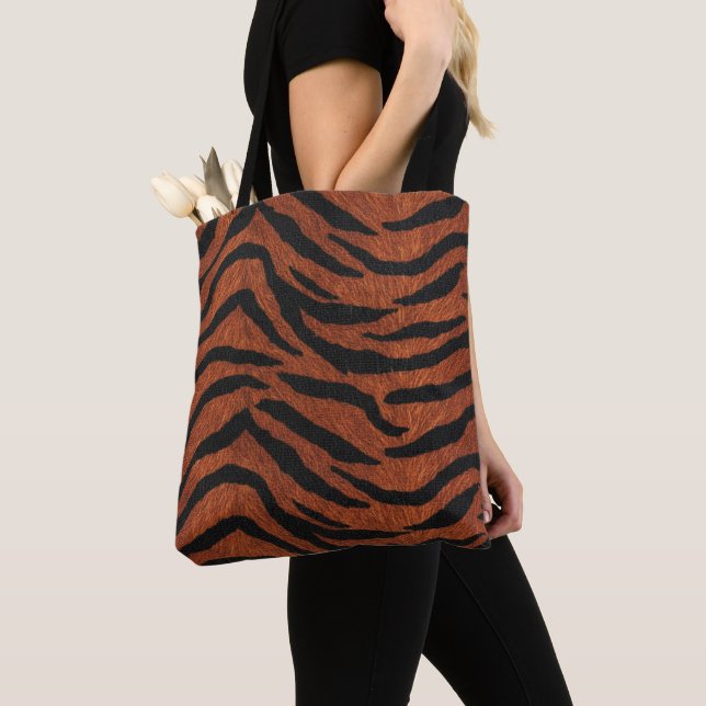 Tiger Stripe Wild Pattern Tote Bag (Close Up)