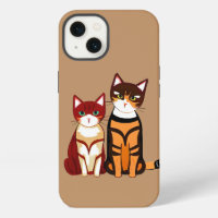 Tiger Striped Cat and Ginger Kitten