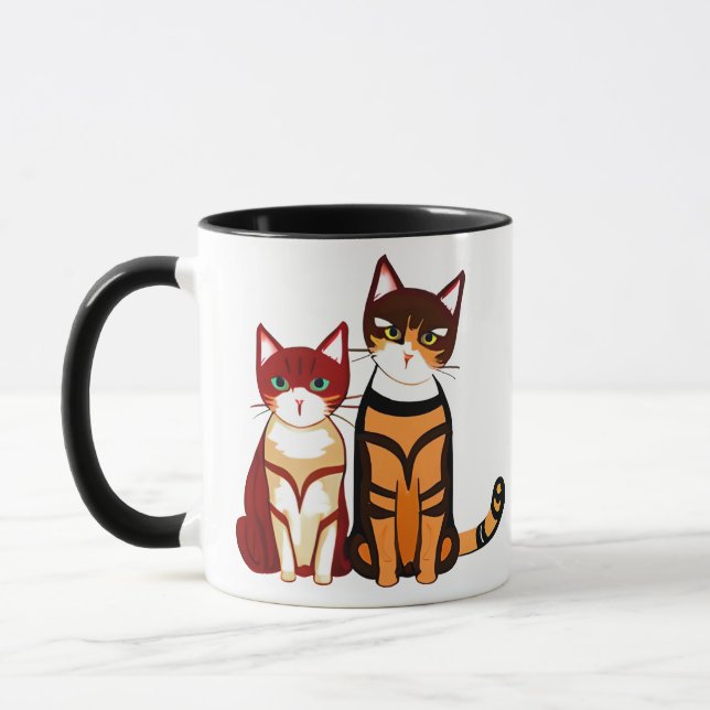 Tiger Striped Cat and Ginger Kitten Mug (Left)