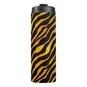 Tiger Stripes Animal Print, Amber and Black Thermal Tumbler