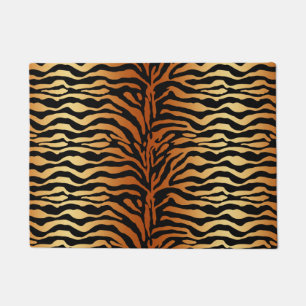 Tiger Stripes Animal Print, Amber, Black and Tan Doormat