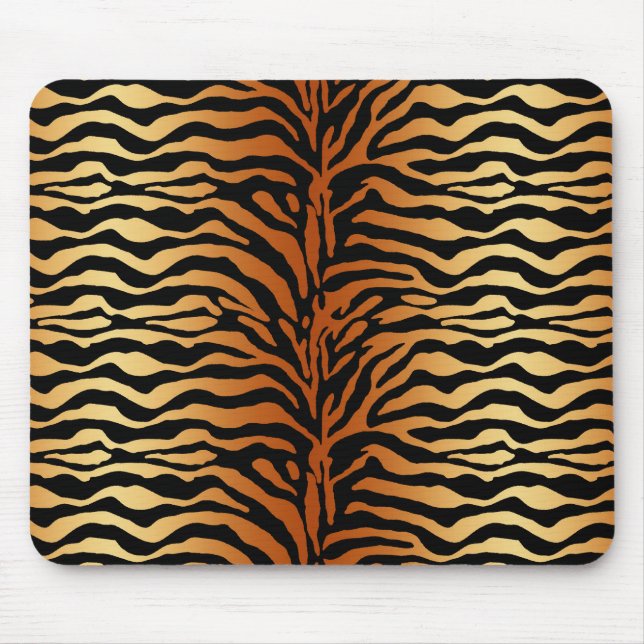 Tiger Stripes Animal Print, Amber, Black and Tan Mouse Pad (Front)
