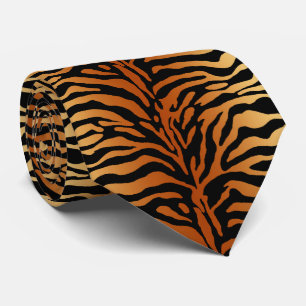 Tiger Stripes Animal Print, Amber, Black and Tan Tie