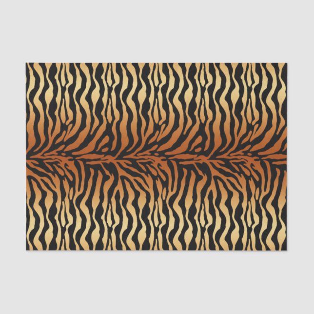 Tiger Stripes Animal Print, Amber, Black and Tan Tissue Paper (Front)