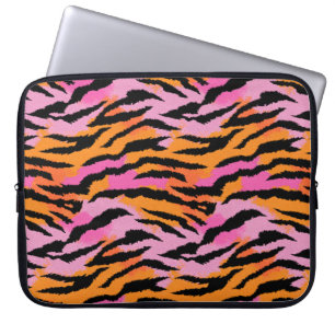 Tiger Stripes Animal Print Colourful Girly Glam Laptop Sleeve