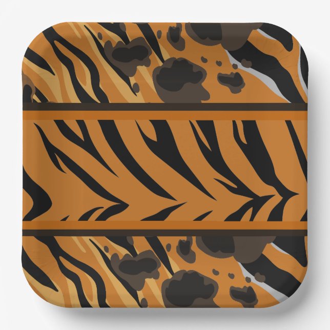 Tiger Stripes Animal Print  Paper Plate (Front)