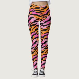 Tiger Stripes Animal Print Vibrant Girly Glam  Leggings
