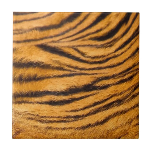 Tiger Stripes Fur Black and Orange Personalise it Ceramic Tile (Front)