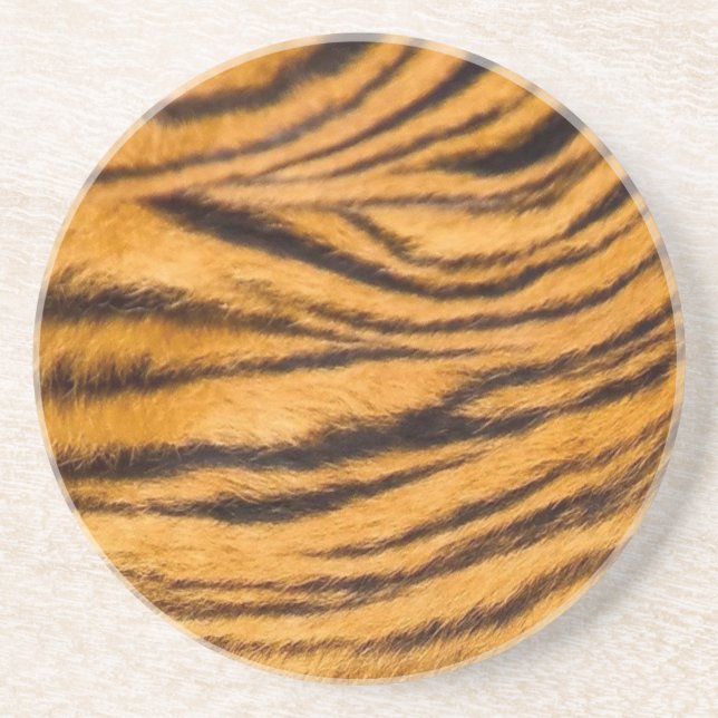 Tiger Stripes Fur Black and Orange Personalise it Coaster (Front)