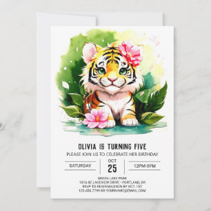 Tiger Stripes Girls Birthday Invitation