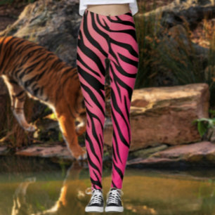 Tiger Stripes Gradient Leggings – Pink & Orange