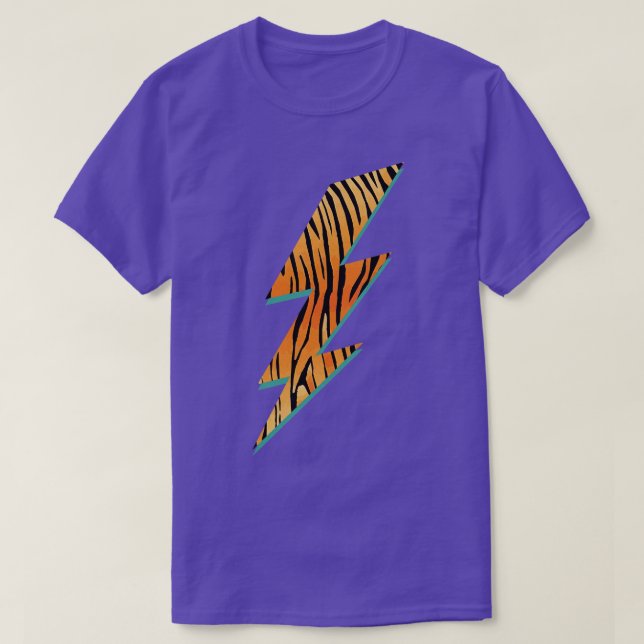 Tiger Stripes Lightning Bolt Animal Print Big Cat  T-Shirt (Design Front)