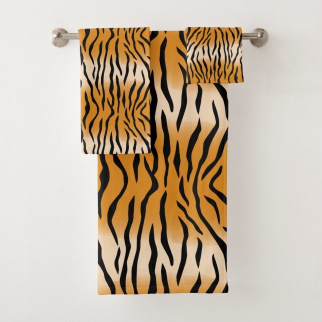 Tiger Stripes Pattern Bath Towel Set (Insitu)