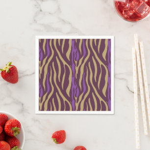 Tiger Stripes Pattern in Purple & Gold Decoupage Napkin