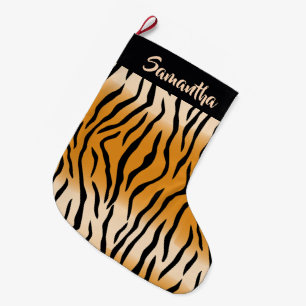 Tiger Stripes Pattern Large Christmas Stocking