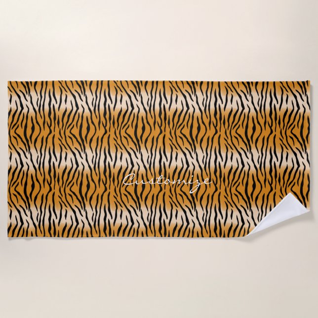 Tiger Stripes Pattern Thunder_Cove Beach Towel (Front)