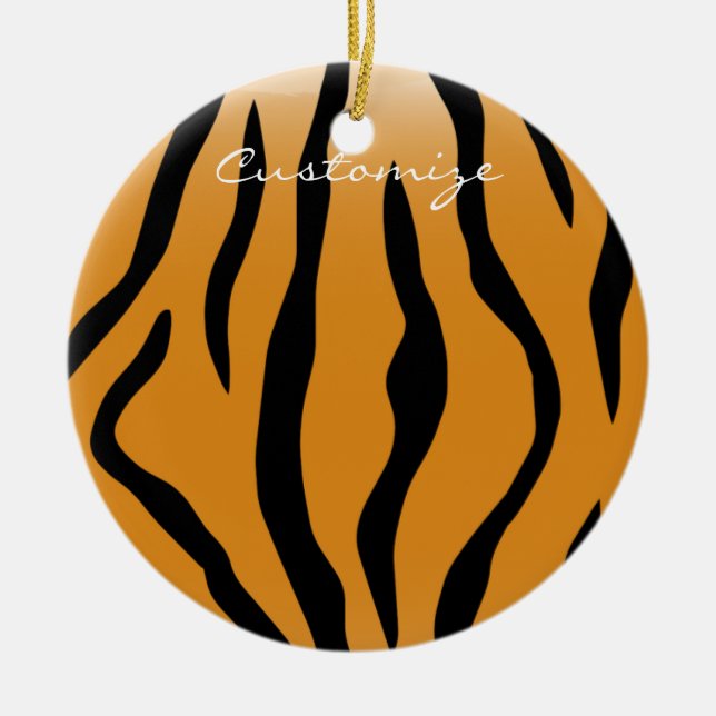 Tiger Stripes Pattern Thunder_Cove Ceramic Ornament (Front)