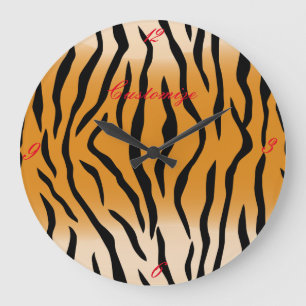 Tiger Stripes Pattern Thunder_Cove Large Clock