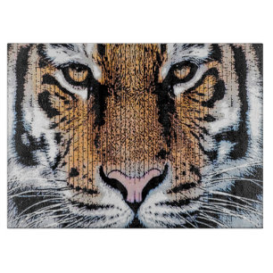 Tiger stripes Portrait in Graphic Press Style Cutting Board