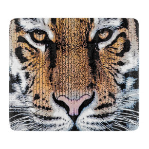 Tiger stripes Portrait in Graphic Press Style Cutting Board
