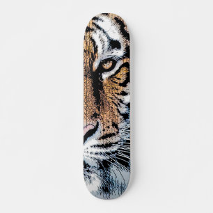 Tiger stripes Portrait in Graphic Press Style Skateboard