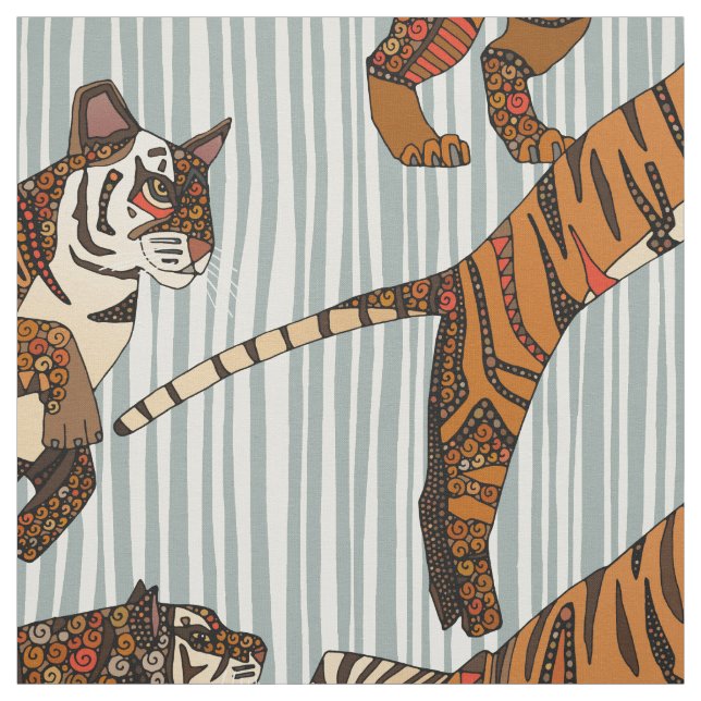 tiger stripes silver fabric (Swatch)