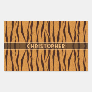 Tiger Stripes Skin Pattern Personalise Rectangular Sticker