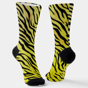 Tiger Stripes Yellow Crew Socks – Bold Animal