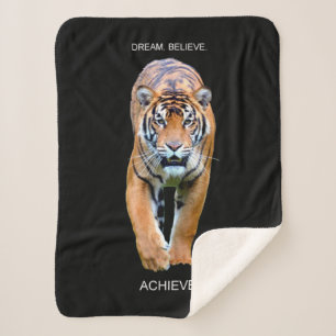 Tiger Success Self Improvement Motivational Quote Sherpa Blanket