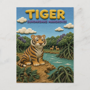 Tiger Sundarbans Mangroves Modern KlayKoo Postcard
