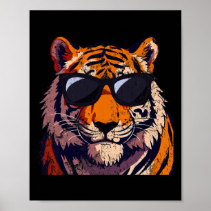 Tiger Sungles Birthday Costume Pajama Zoo Men Wome Poster