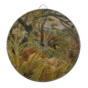 Tiger Surprised in a Tropical Storm Dartboard