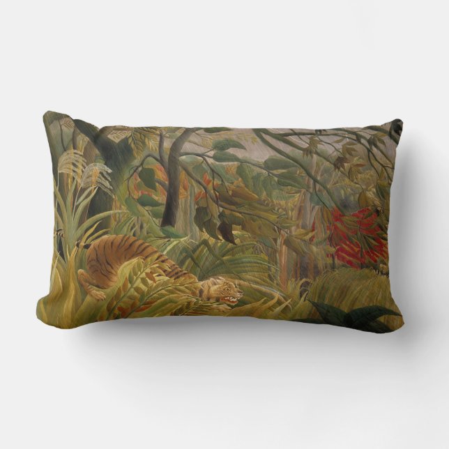 Tiger Surprised in a Tropical Storm Lumbar Cushion (Front)