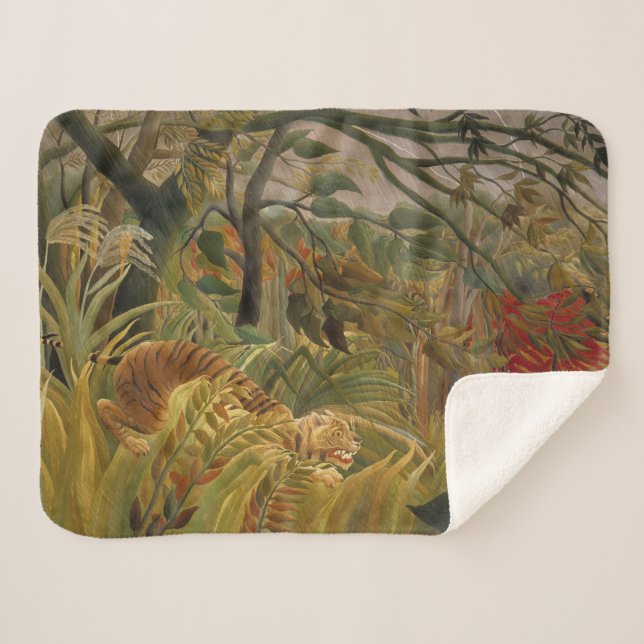 Tiger Surprised in a Tropical Storm Sherpa Blanket (Front (Horizontal))