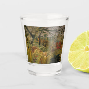 Tiger Surprised in a Tropical Storm Shot Glass