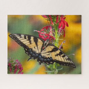 Tiger Swallowtail Butterfly And Cardinal Flower Jigsaw Puzzle