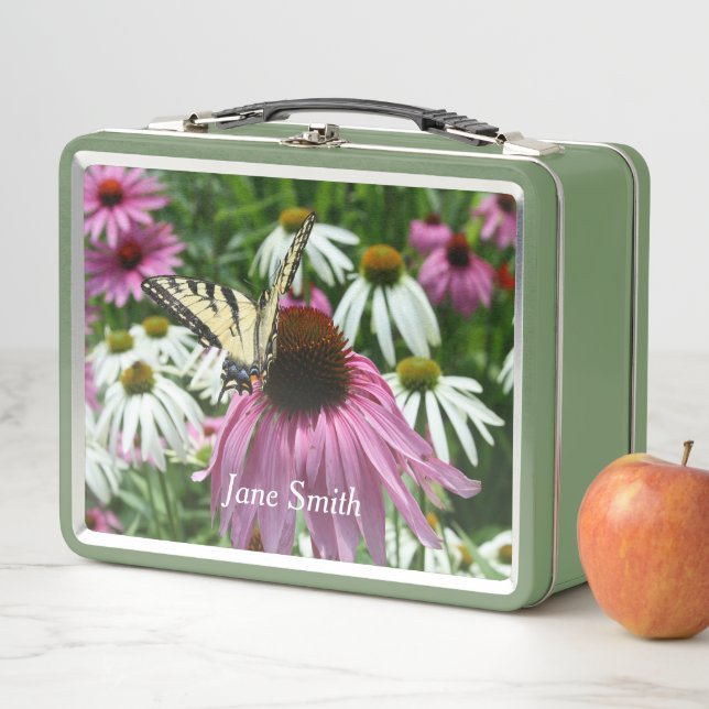 Tiger Swallowtail Butterfly Coneflower Lunch Box (In Situ)
