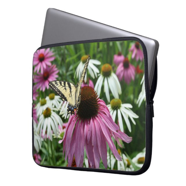 Tiger Swallowtail Butterfly Flower Laptop Sleeve (Front Left)