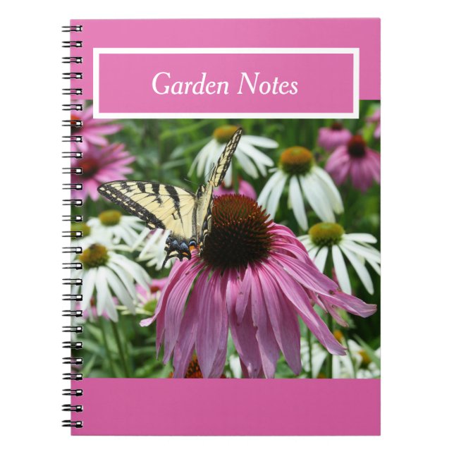 Tiger Swallowtail Butterfly Flower Spiral Notebook (Front)