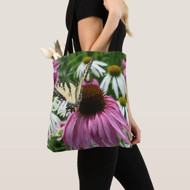 Tiger Swallowtail Butterfly On Coneflower Tote Bag (Close Up)