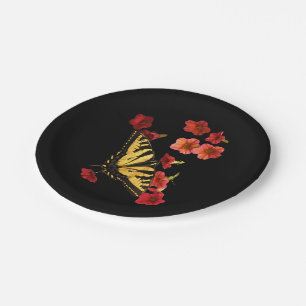 Tiger Swallowtail Butterfly on Flower Paper Plates