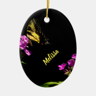Tiger Swallowtail Butterfly on Phlox Ceramic Ornament