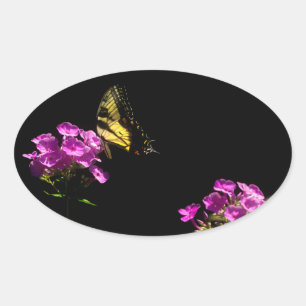 Tiger Swallowtail Butterfly On Phlox in Summer Oval Sticker