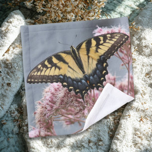 Tiger Swallowtail Butterfly on Pink Wild flower Wash Cloth