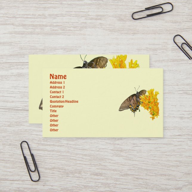 Tiger Swallowtail Butterfly (Papilio glaucas) Item Business Card (Front/Back In Situ)