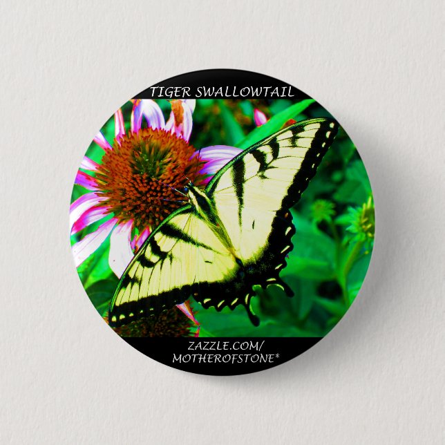 Tiger Swallowtail Button (transparent white) (Front)