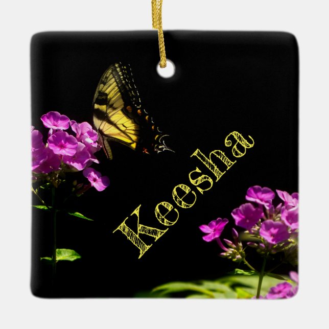 Tiger Swallowtail on Phlox Ceramic Ornament (Front)